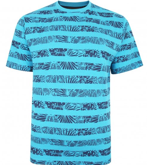 Kam Jeans 5380 Stripe Floral T-shirt Turk Blue - T-shirts - T-shirts Homem Tamanhos Grandes