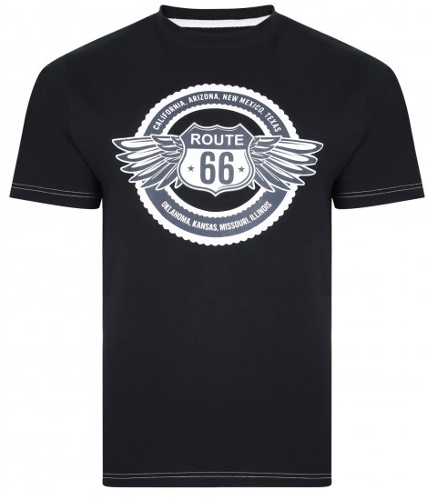 Kam Jeans 5388 Route 66 T-Shirt Black - T-shirts - T-shirts Homem Tamanhos Grandes