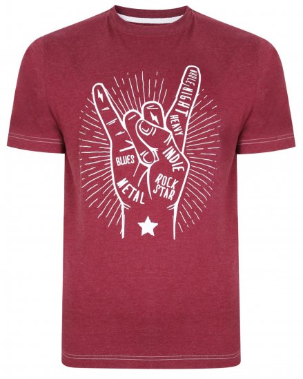 Kam Jeans 5390 Rock Star Print T-Shirt Burgundy - T-shirts - T-shirts Homem Tamanhos Grandes