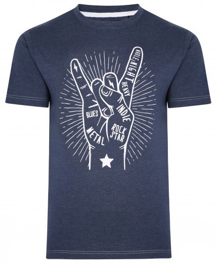 Kam Jeans 5390 Rock Star Print T-Shirt Indigo - T-shirts - T-shirts Homem Tamanhos Grandes
