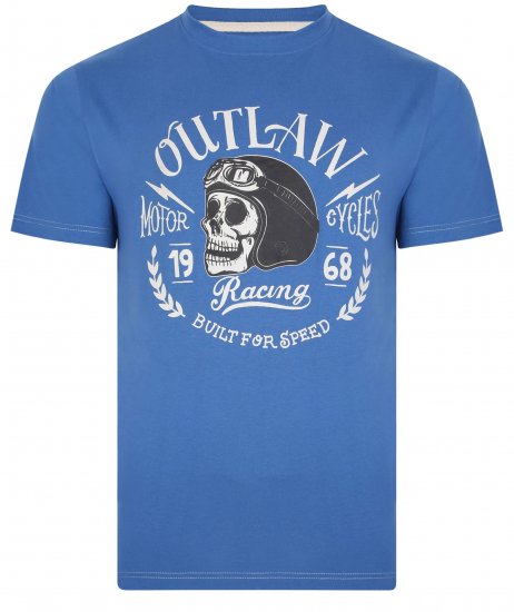 Kam Jeans 5391 Outlaws Skull Print T-Shirt Blue - T-shirts - T-shirts Homem Tamanhos Grandes