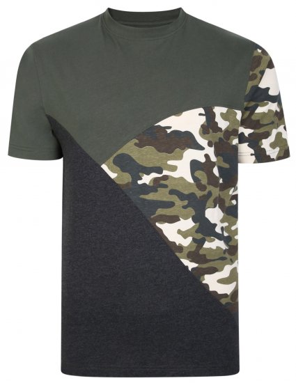 Kam Jeans 5394 Cut & Saw Camo Panel T-Shirt Khaki - T-shirts - T-shirts Homem Tamanhos Grandes
