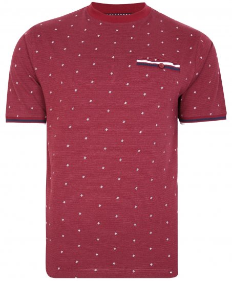 Kam Jeans 5396 Drop Needle Jersey Tee With Dobby Print Burgundy - T-shirts - T-shirts Homem Tamanhos Grandes
