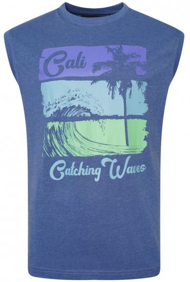 Kam Jeans 5397 California Sleeveless Tee Blue Marl - T-shirts - T-shirts Homem Tamanhos Grandes