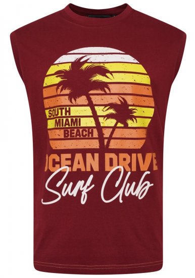Kam Jeans 5398 Miami Beach Sleeveless Tee Burgundy - T-shirts - T-shirts Homem Tamanhos Grandes