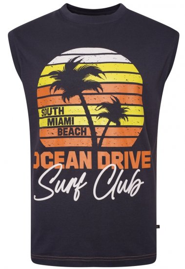 Kam Jeans 5398 Miami Beach Sleeveless Tee Indigo - T-shirts - T-shirts Homem Tamanhos Grandes