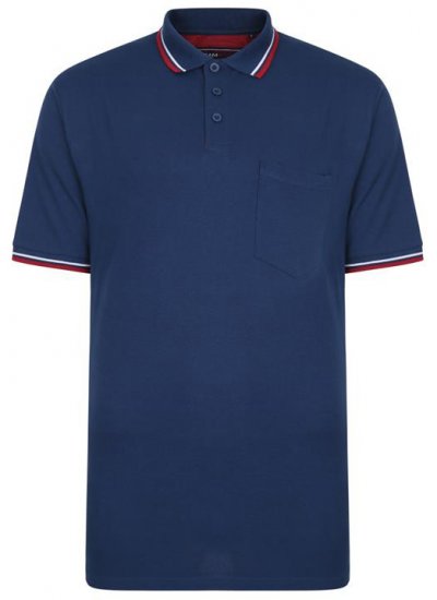 Kam Jeans 5400B Tipped Polo with Pocket Insignia Blue - Pólos - Pólos Tamanhos Grandes Homem