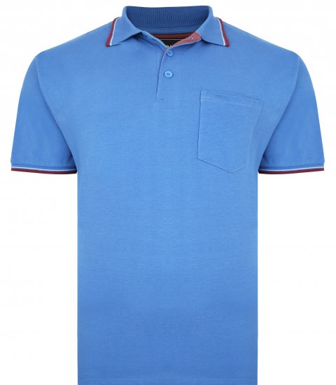 Kam Jeans 5400C Tipped Polo with Pocket Blue - Pólos - Pólos Tamanhos Grandes Homem