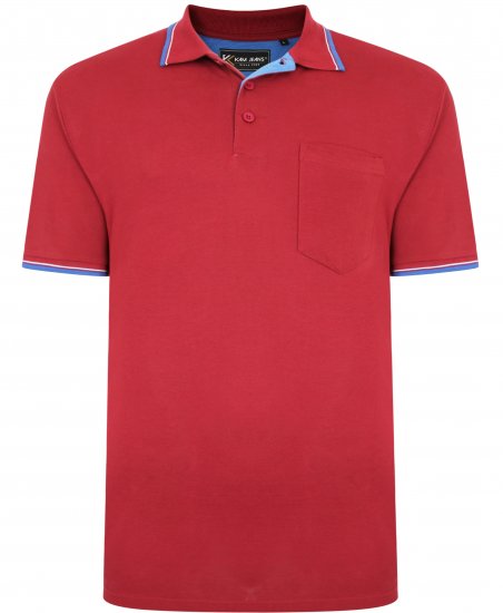 Kam Jeans 5400C Tipped Polo with Pocket Burgundy - Pólos - Pólos Tamanhos Grandes Homem