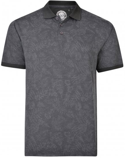 Kam Jeans 5418 Leaf print Polo Charcoal - Pólos - Pólos Tamanhos Grandes Homem
