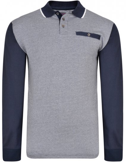 Kam Jeans 5425 Long Sleeve Polo Navy - Pólos - Pólos Tamanhos Grandes Homem