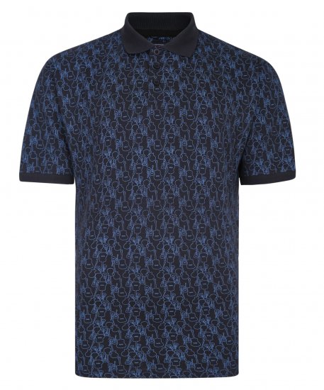 Kam Jeans Guitar Print Polo Midnight - Pólos - Pólos Tamanhos Grandes Homem