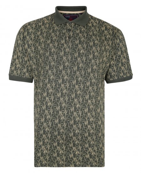 Kam Jeans Guitar Print Polo Olive - Pólos - Pólos Tamanhos Grandes Homem