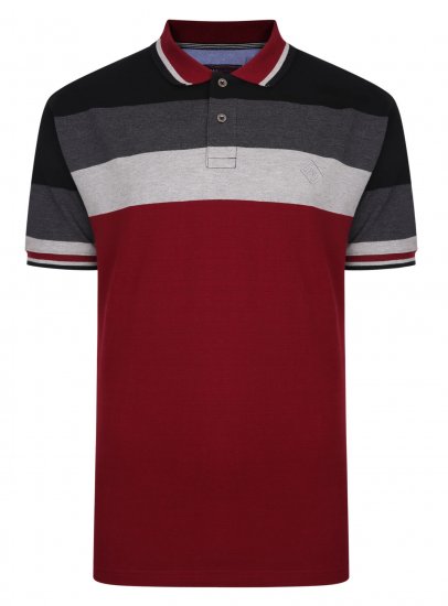 Kam Jeans Contrast Stripe Polo Grey - Pólos - Pólos Tamanhos Grandes Homem