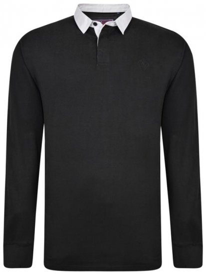 Kam Jeans 5443 LS Rugby Polo Black - Pólos - Pólos Tamanhos Grandes Homem