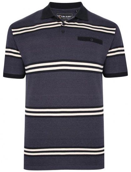 Kam Jeans 5452 Yarn Dye Srtipe Polo Charcoal - Pólos - Pólos Tamanhos Grandes Homem