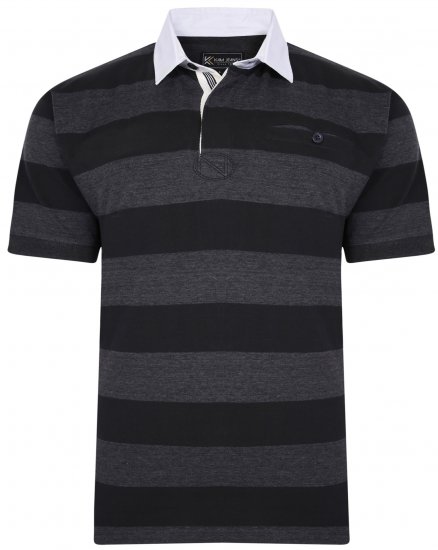 Kam Jeans 5454 Stripe Rugby Polo Black - Pólos - Pólos Tamanhos Grandes Homem