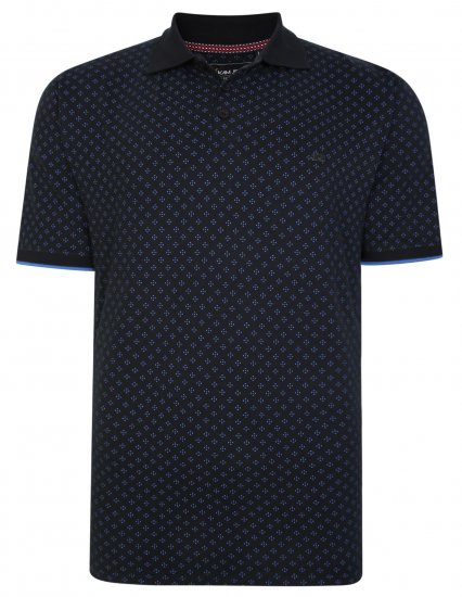 Kam Jeans 5455 Dobby Print Polo Black - Pólos - Pólos Tamanhos Grandes Homem
