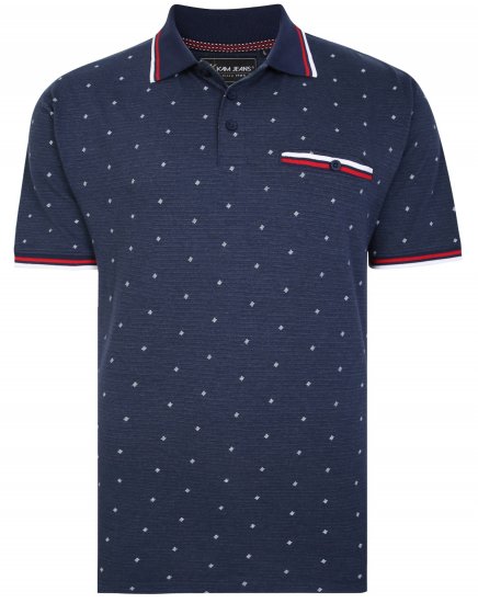 Kam Jeans 5456 Drop Needle Jersey Polo with Dobby Print - Pólos - Pólos Tamanhos Grandes Homem