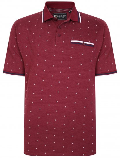 Kam Jeans 5456 Drop Needle Jersey Polo with Dobby Print Burgundy - Pólos - Pólos Tamanhos Grandes Homem