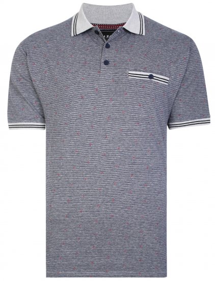 Kam Jeans 5456 Drop Needle Jersey Polo with Dobby Print Grey - Pólos - Pólos Tamanhos Grandes Homem