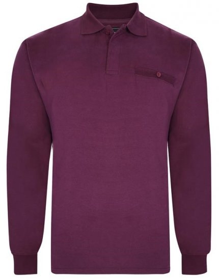 Kam Jeans 5457 LS Peach Finish Polo Plum - Pólos - Pólos Tamanhos Grandes Homem