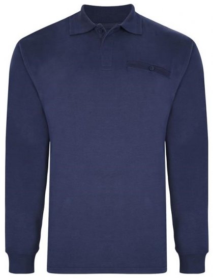 Kam Jeans 5457 LS Peach Finish Polo Navy - Pólos - Pólos Tamanhos Grandes Homem
