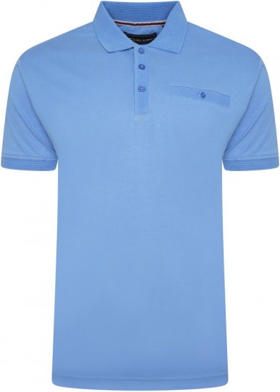 Kam Jeans 5498 Jersey Polo with Self Stripe Jacquard Collar/Cuffs Royal Blue - Pólos - Pólos Tamanhos Grandes Homem