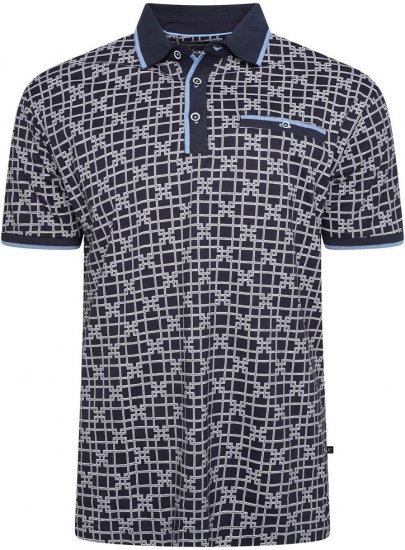 Kam Jeans 5516 Geo-Print Polo Navy - Pólos - Pólos Tamanhos Grandes Homem