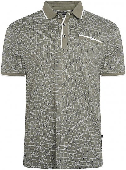 Kam Jeans 5516 Geo-Print Polo Sage - Pólos - Pólos Tamanhos Grandes Homem