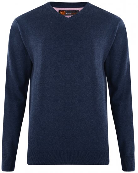 Kam Jeans V-neck Knitted Sweater Navy - Sweatshirts & hoodies - Sweatshirt & Camisolas com Capuz tamanhos grandes