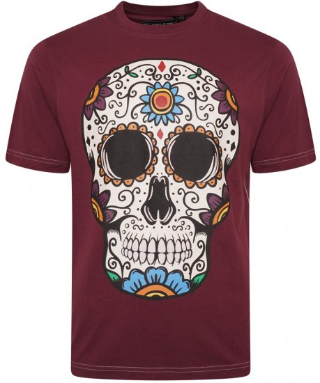 Kam Jeans 5705 Coloured Skull Print Tee Plum - T-shirts - T-shirts Homem Tamanhos Grandes