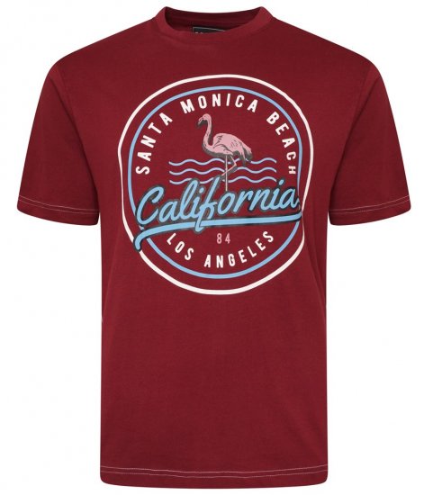 Kam Jeans 5707 Santa Monica Tee Burgundy - T-shirts - T-shirts Homem Tamanhos Grandes