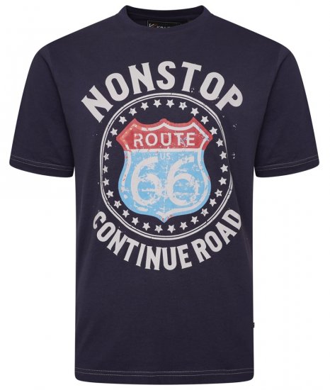 Kam Jeans 5708 Route 66 T-Shirt Navy - T-shirts - T-shirts Homem Tamanhos Grandes