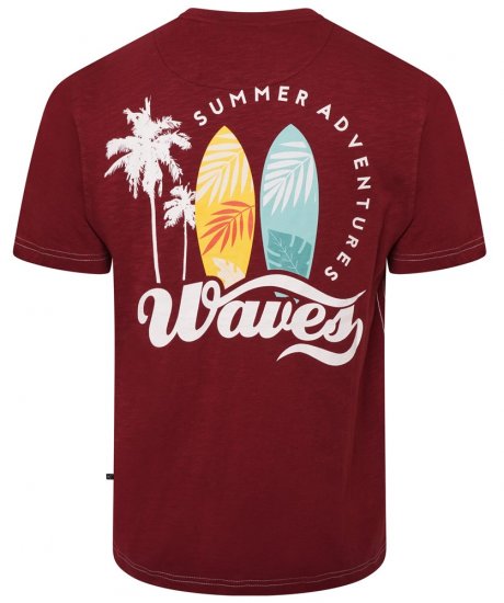 Kam Jeans 5709 Summer Adventure Print Tee Burgundy - T-shirts - T-shirts Homem Tamanhos Grandes