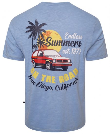 Kam Jeans 5711 Endless Summers Slub Tee With Back Print Blue - T-shirts - T-shirts Homem Tamanhos Grandes