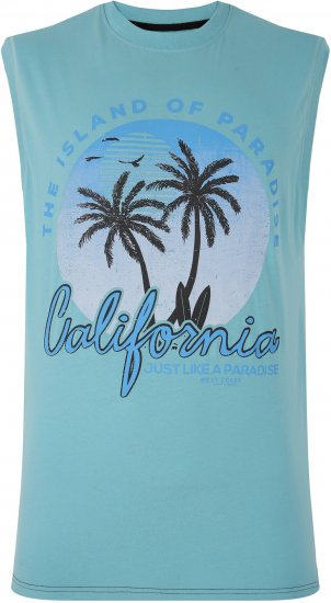Kam Jeans 5727 California Paradise Sleeveless T-Shirt Light Blue - T-shirts - T-shirts Homem Tamanhos Grandes