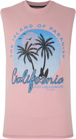 Kam Jeans 5727 California Paradise Sleeveless T-Shirt Pink - T-shirts - T-shirts Homem Tamanhos Grandes