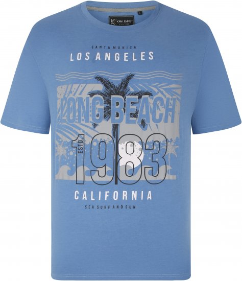Kam Jeans 5729 Long Beach Print T-Shirt Blue Marl - T-shirts - T-shirts Homem Tamanhos Grandes