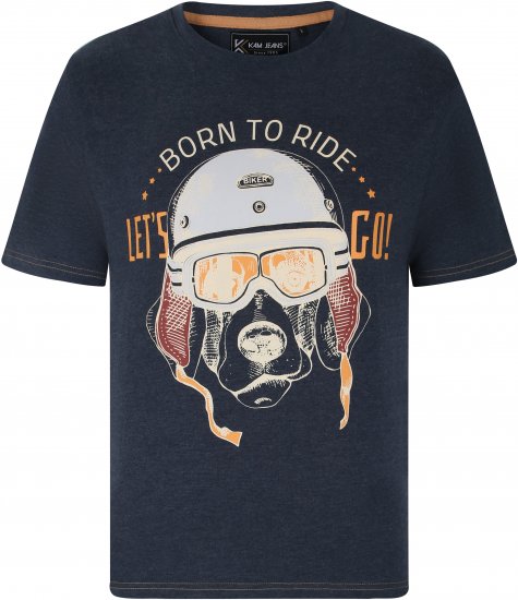 Kam Jeans 5731 Born To Ride Print T-Shirt INDIGO MARL - T-shirts - T-shirts Homem Tamanhos Grandes