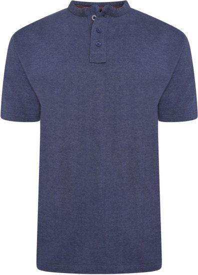Kam Jeans 5744 Textured Jersey Grandad Top Indigo - Pólos - Pólos Tamanhos Grandes Homem