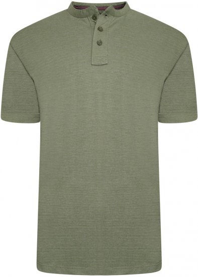 Kam Jeans 5744 Textured Jersey Grandad Top Khaki - Pólos - Pólos Tamanhos Grandes Homem