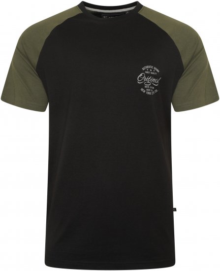 Kam Jeans 5747 Raglan T-Shirt with Print Black - T-shirts - T-shirts Homem Tamanhos Grandes
