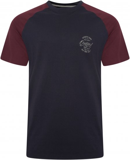 Kam Jeans 5747 Raglan T-Shirt with Print Navy - T-shirts - T-shirts Homem Tamanhos Grandes