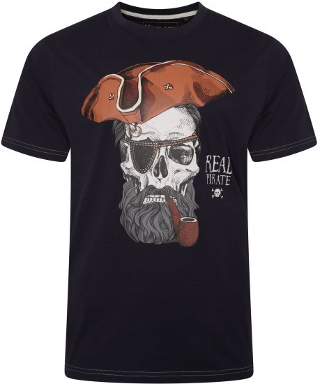 Kam Jeans 5752 Real Pirates Print T-Shirt Navy - T-shirts - T-shirts Homem Tamanhos Grandes