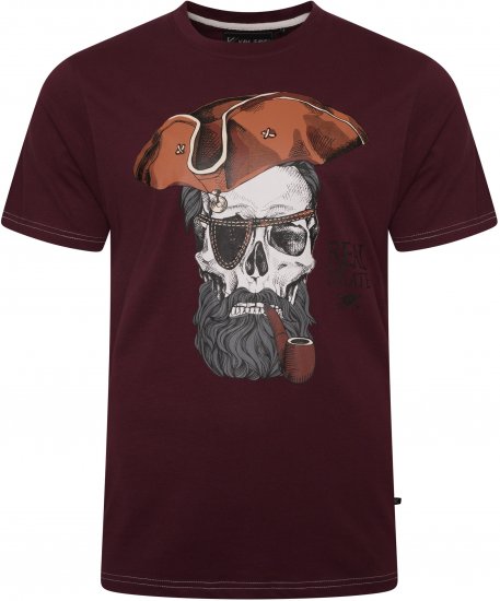 Kam Jeans 5752 Real Pirates Print T-Shirt Dark Red - T-shirts - T-shirts Homem Tamanhos Grandes