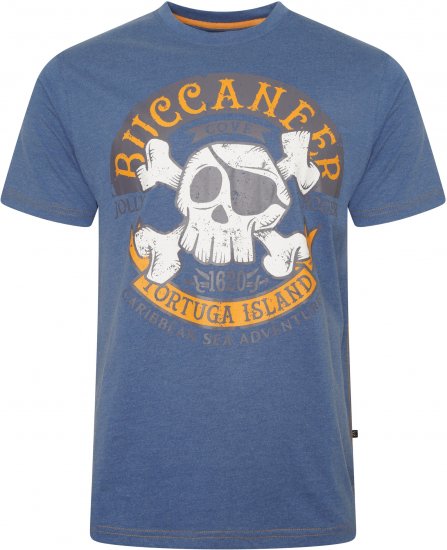 Kam Jeans 5753 Buccaneer Print T-Shirt Blue - T-shirts - T-shirts Homem Tamanhos Grandes