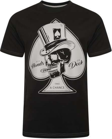 Kam Jeans 5757 Hands on Deck Skull Print T-Shirt Black - T-shirts - T-shirts Homem Tamanhos Grandes