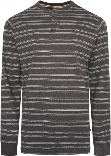Kam jeans 5761 Embossed Waffle Stripe Long Sleeve Henley Shirt Charcoal - Pólos - Pólos Tamanhos Grandes Homem