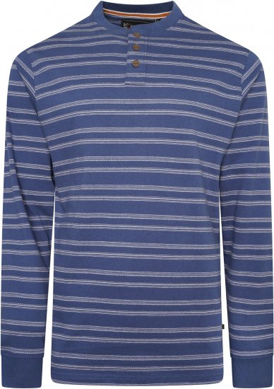 Kam jeans 5761 Embossed Waffle Stripe Long Sleeve Henley Shirt Indigo - Pólos - Pólos Tamanhos Grandes Homem